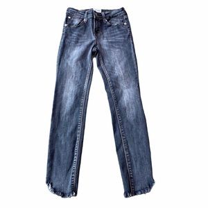 Hudson Girl’s Skinny Raw Hem Jeans in Gray Blue